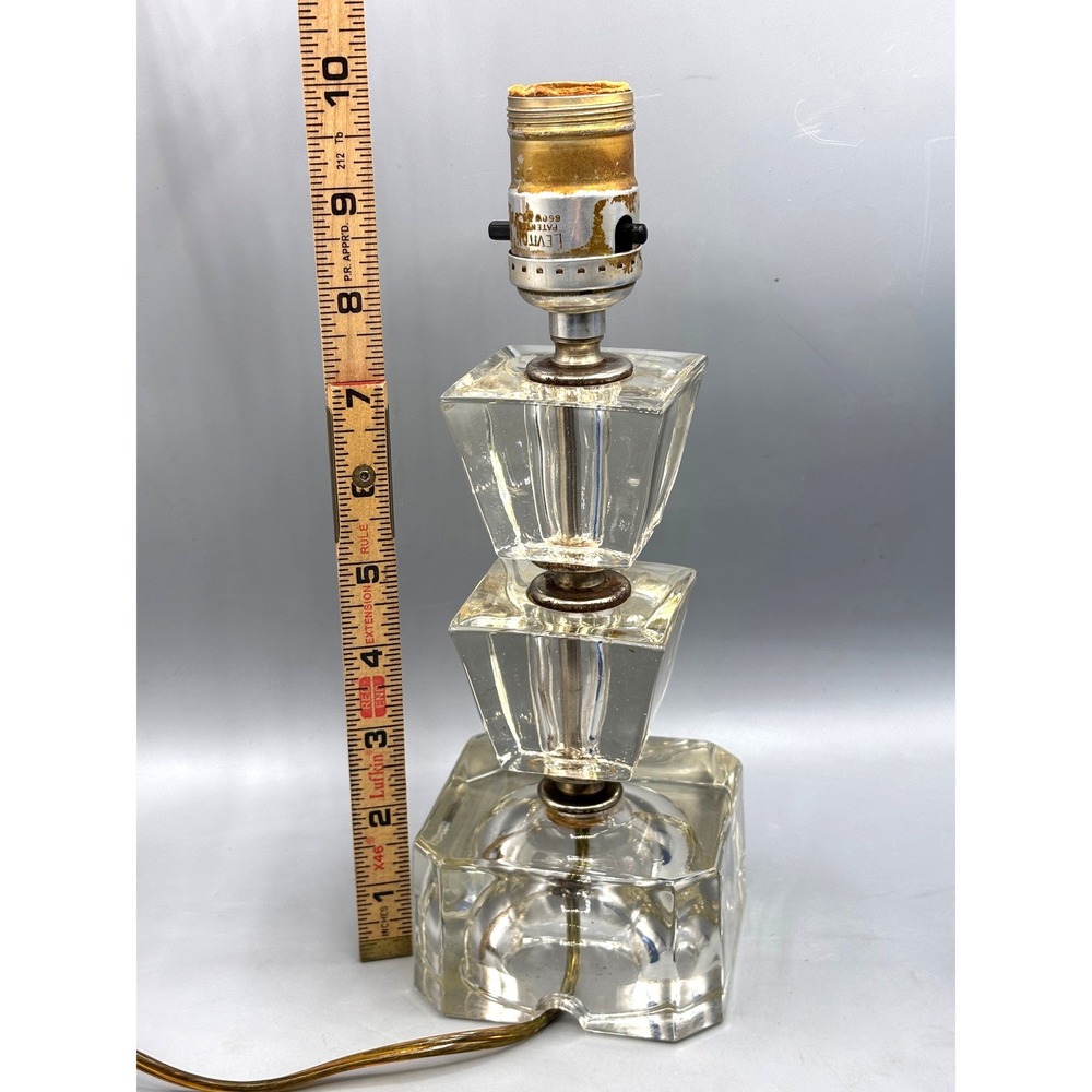 Vintage Art Deco Stacked Glass Table Lamp MCM Boudoir Vanity Light - Picture 7 of 9